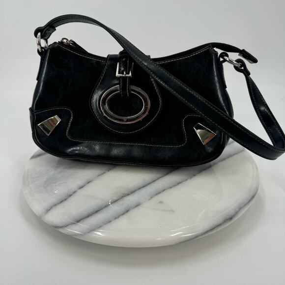 Y2K Black Faux Leather shoulder bag - Picture 1 of 7
